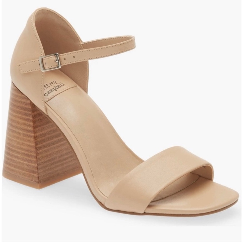 Jeffrey Campbell Nude Pop Star Block Wood Heel Sandal Size 10 - Picture 6 of 16
